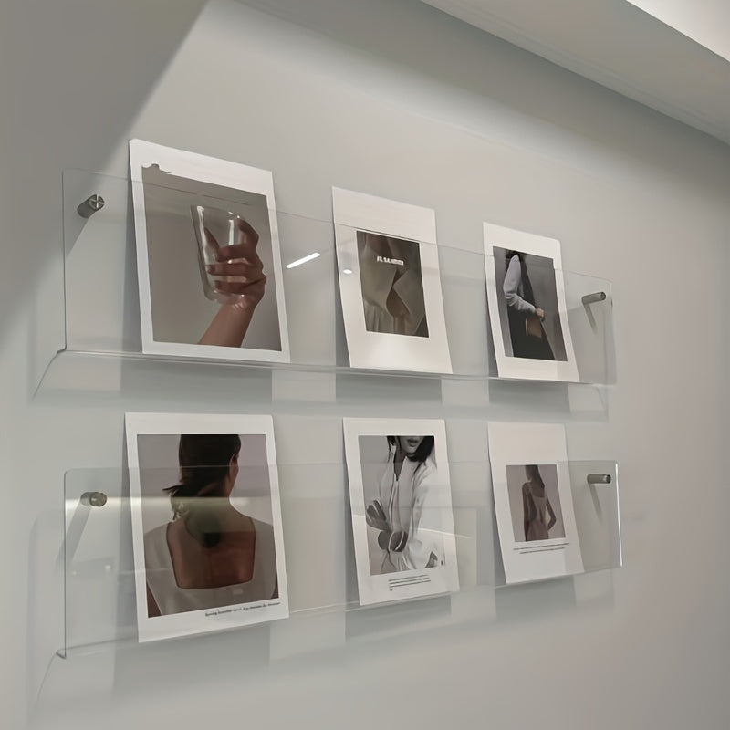 Estantería de Pared Acrílica Transparente y Minimalista Moderna para Revistas, Álbumes de Fotos y Láminas Artísticas - Organizador Duradero y Elegante Ahorrador de Espacio con Instalación Fácil, Decoración para Libros