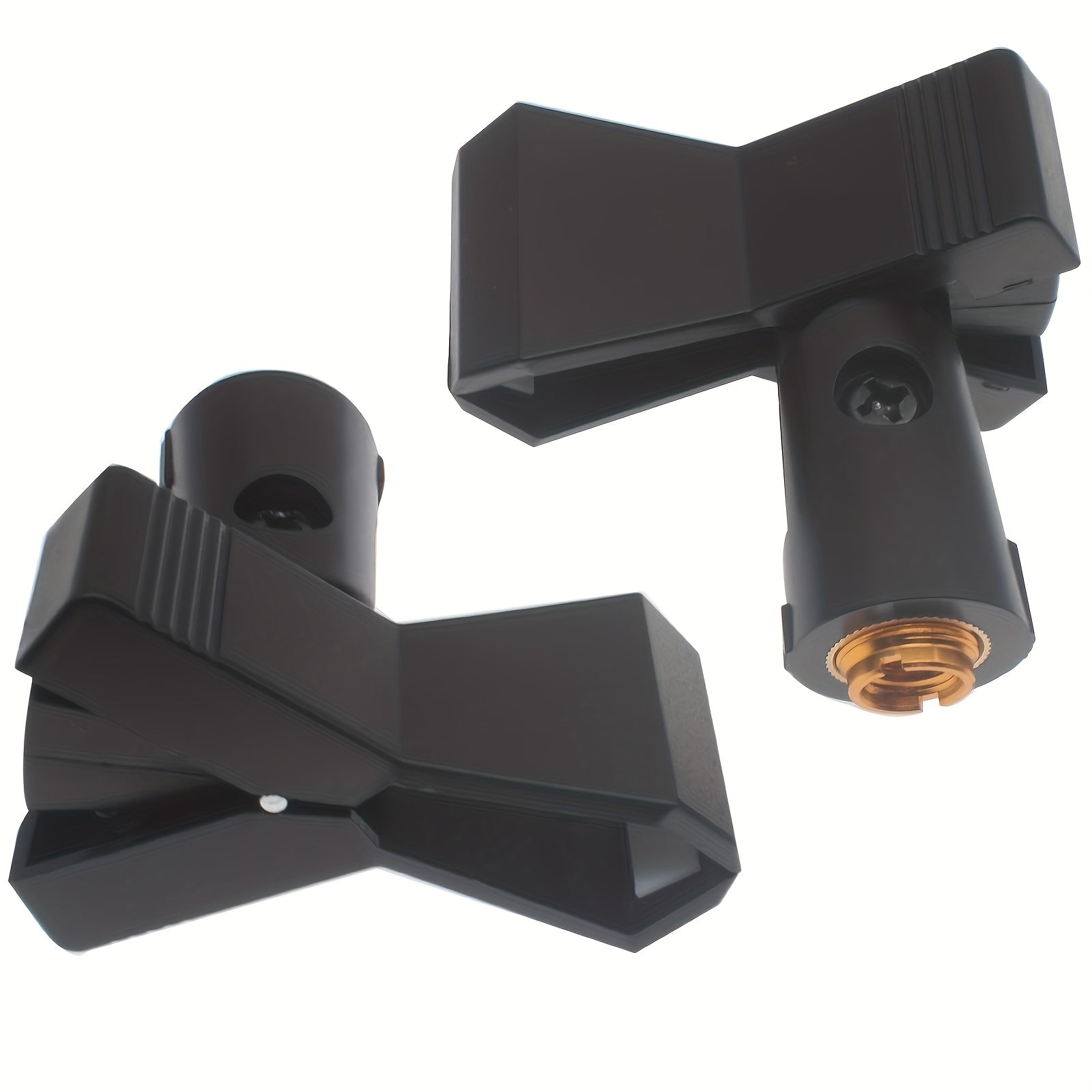 2 piezas de abrazaderas ajustables inalámbricas para micrófono - Clips de plástico duraderos con bloqueo de tornillo seguro para soporte de micrófono, ajuste sin manos, compatible con varios modelos de micrófono, grabación sin manos, construcción sólida