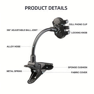 Soporte de teléfono para cabeza de guitarra LRBH - Montaje ajustable para transmisiones en vivo, enseñanza, grabación de video - Compatible con Android e iPhone - Ideal para guitarra eléctrica, bajo, ukulele, piano - Uso en escritorio y cocina