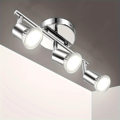 Luz de Techo LED Amansour de 3 Luces, Diseño de 3 Llamas Giratorio, Acabado Mate de Níquel - Foco Moderno para Cocina, Sala de Estar, Dormitorio, Montaje Semi-Encastrado, para Control de Interruptor (Bombillas No Incluidas), Luces para Sala de Estar
