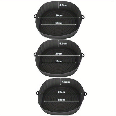 3 piezas de fundas de silicona para freidor de aire de 7,09 pulgadas - bandejas y cestas de horneado no adhesivas reutilizables, fáciles de limpiar - accesorios de cocina saludables para horno, freidor de aire y horneado, accesorios de freidor de aire