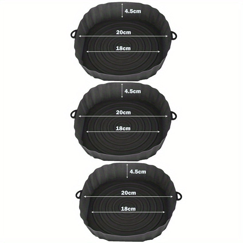 3 piezas de fundas de silicona para freidor de aire de 7,09 pulgadas - bandejas y cestas de horneado no adhesivas reutilizables, fáciles de limpiar - accesorios de cocina saludables para horno, freidor de aire y horneado, accesorios de freidor de aire