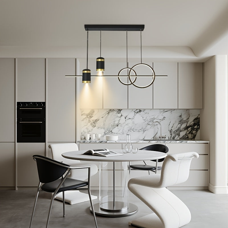 1 lámpara colgante LED negra con diseño de cielo estrellado tricolor regulable - superficie metálica pulida, ajuste vertical, adecuada para comedor, cocina, dormitorio, sala, luminaria multifunción efecto cielo nocturno