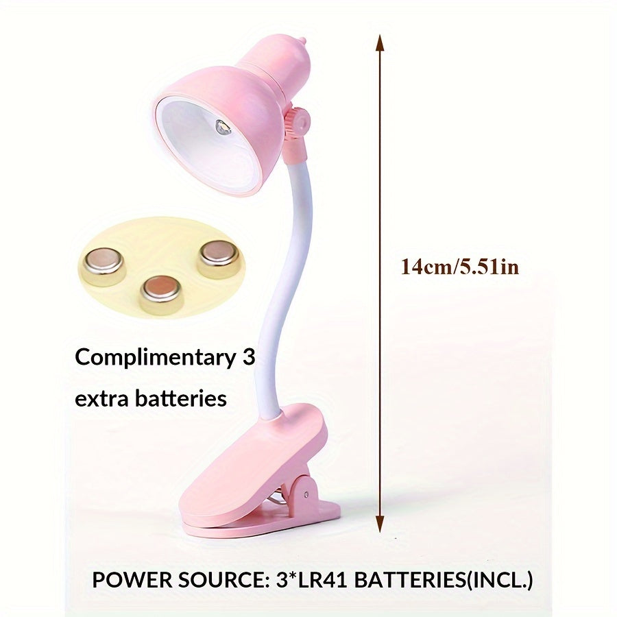 1/2 piezas Luz de Libro Mini LED Rosa y Blanca con Brazo Ajustable - Lámpara Portátil para Lectura Nocturna en Dormitorios, Luz Decorativa de Mesa a Pilas, Ideal para Leer en la Cama o Escritorio, lámpara mini para leer con clip