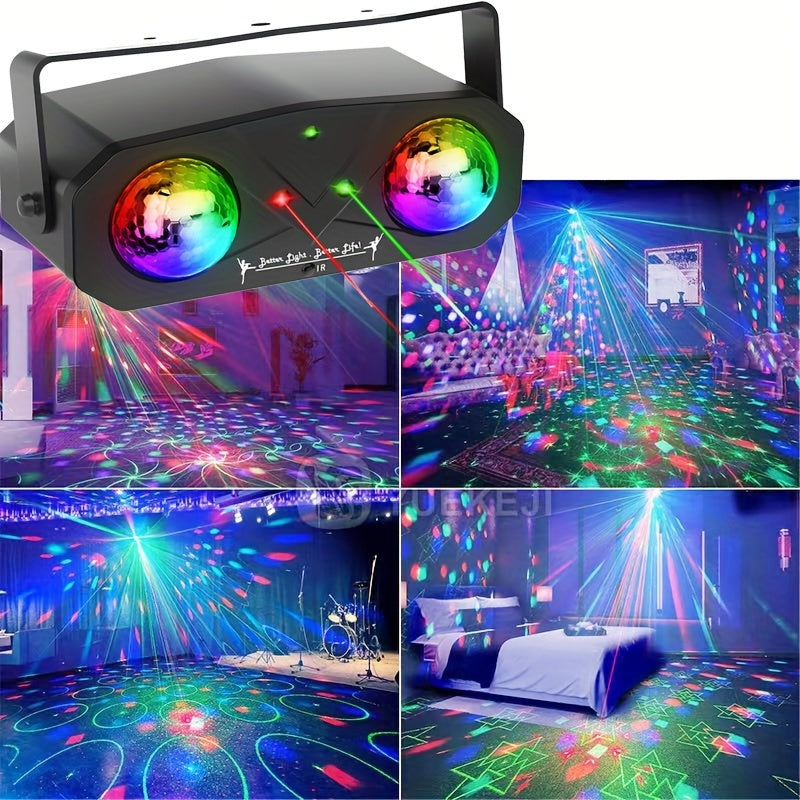 Luces de discoteca con cambio de color activadas por sonido, luz láser para escenario con control remoto, alimentación por USB para bares, KTV, fiestas y celebraciones de cumpleaños, instalación fácil, diseño seguro en PVC y ahorro de energía, accesorios