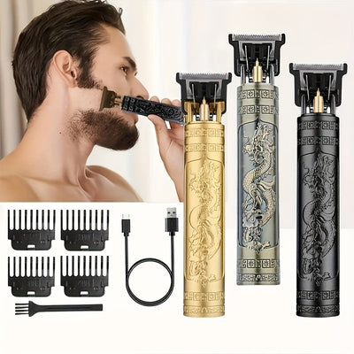 Máquina de afeitar eléctrica recargable para hombre, cortadora de barba retro, recargable por USB, cortadora de vello facial, ideal para novio o esposo, uso en casa o barbería