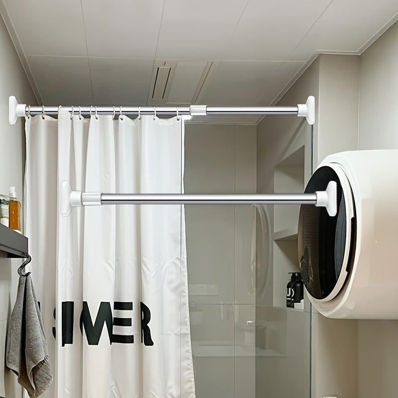 Varilla Telescópica de Fácil Instalación sin Taladro - Soporte Ajustable de Acero Inoxidable Multifunción para Cortinas de Ducha, Cortinajes de Puerta y Armario - Capacidad de 13.61KG, Diseño Duradero que Ahorra Espacio, Barra de Cortina Ajustable