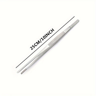 Juego de pinzas de acero inoxidable para alimentos, 2 piezas, pinzas de cocina de precisión para cocinar, accesorios para BBQ, herramientas para buffet y restaurante, utensilios culinarios - 25.4 cm