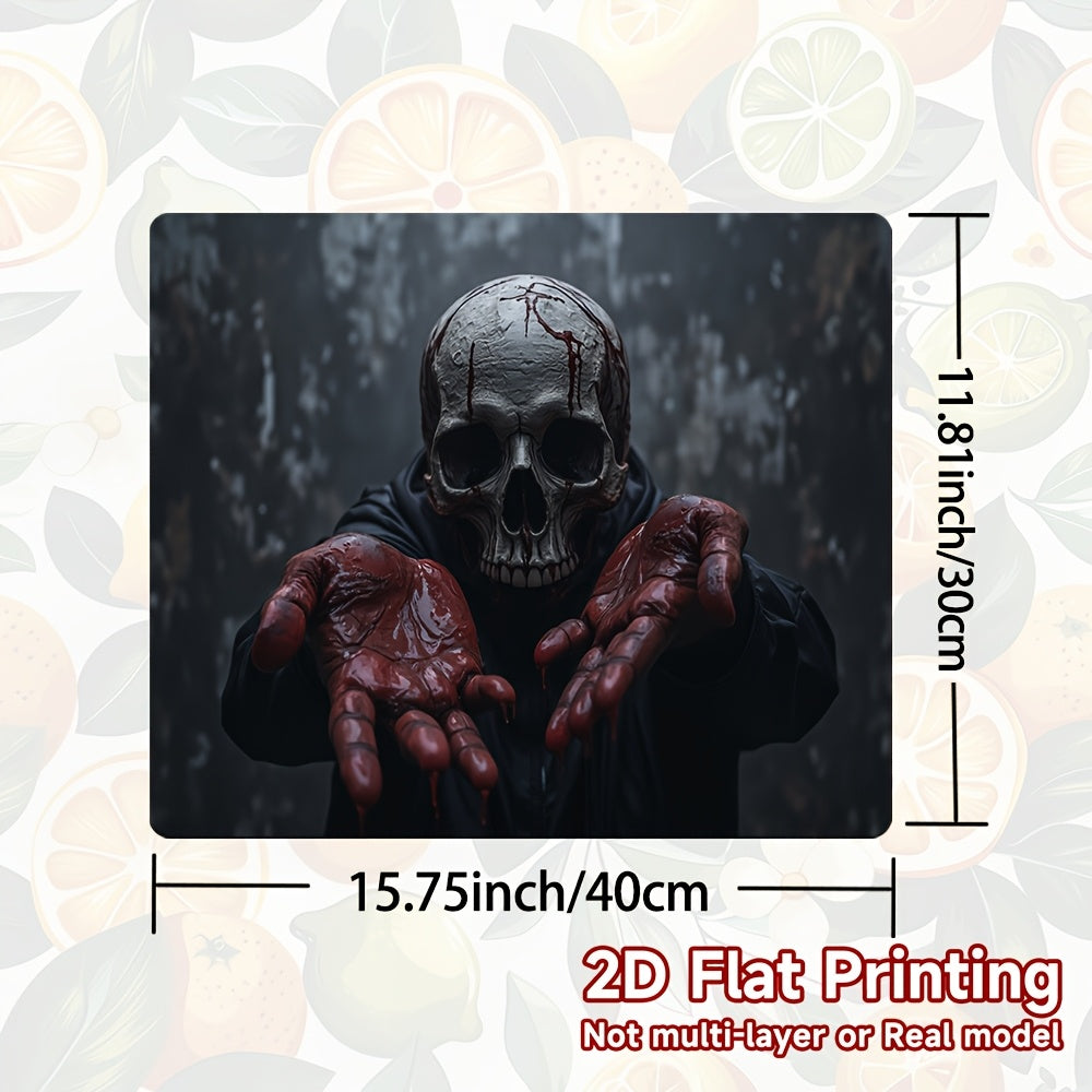 1pc Protector de Cocina para Halloween - Diseño de Calavera Sangrienta y Manos, Alfombrilla Antideslizante para Estufa, Fácil de Limpiar, Decoración Espeluznante para Lavadora, Secadora y Encimera, Accesorio de Hogar, Impresión Plana 2D, Decoración del H