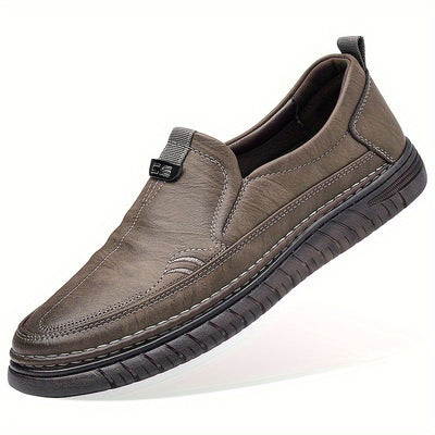 Mocasines Cómodos con Agarre de Goma, Mocasines Cómodos para Hombre con Agarre de Goma Suave: Color Puro, Estilo Casual de Calle, Forros de PU, Suelas de Goma, Plantillas de PU, Puntas Redondas para la Temporada de Primavera/Otoño