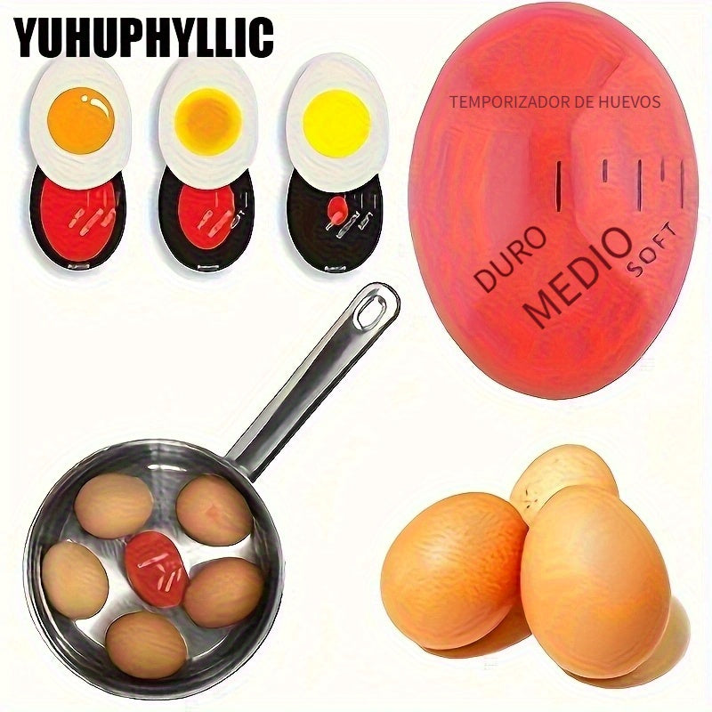 1pc Temporizador de color de huevo perfecto, cocinador de huevo duro, herramienta de cocina temporizador de huevo con cambio de color termocrómico reutilizable para cocinar huevos