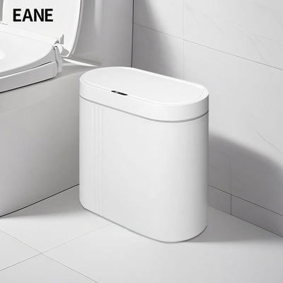 Basurero Inteligente EANE con Tapa - Sensor Sin Contacto, Funciona con Batería (36V), Diseño Moderno y Compacto para Cocina, Baño o Sala, Material PP Duradero, y Blanco, Eliminación de Residuos