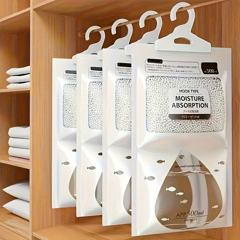 Bolsa de absorción de humedad colgante 3 en 1 + deshumidificador suspendido + agente de secado para armario de dormitorio y baño, paquete de humedad de secado rápido y duradero, diseño colgante sin taladro | Seguro y