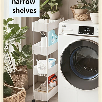 Carrito organizador angosto y delgado con ruedas - Estante de almacenamiento móvil ajustable para espacios pequeños, cocina, baño y tocador, estante ahorrador de espacio con ruedas, organizador duradero para baño (uso en mesada o piso)
