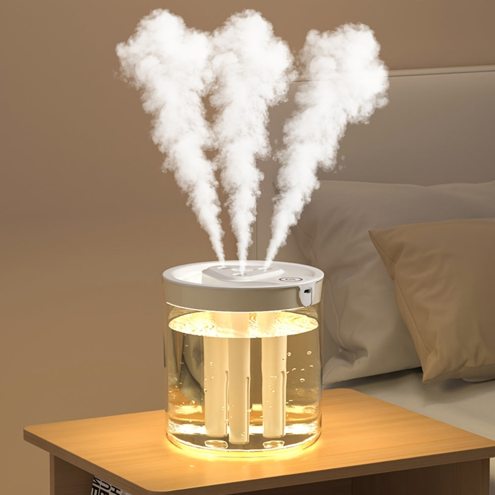 1pc 3-Outlet Humidificador Silencioso de Niebla con USB - Alta Capacidad, Estética Moderna, Perfecto para Uso en Dormitorio y Oficina, Diseño de Escritorio, Humidificador de Dormitorio | Humidificador Elegante | Funcionamiento Suave, Humidificador para e