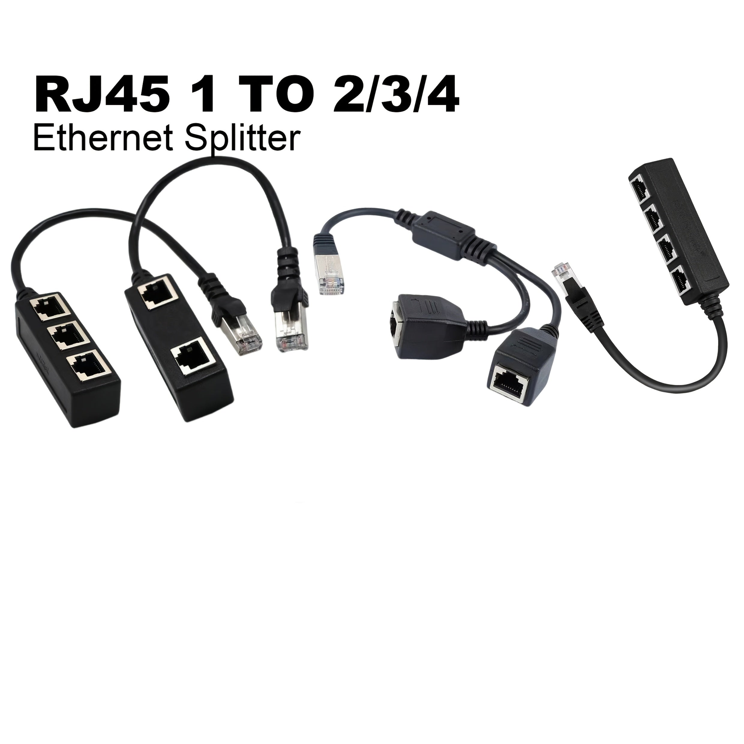 Divisor de Ethernet RJ45 1 Macho a 3 Puertos Hembra Adaptador de cable LAN RJ45, compatible con Cat5, Cat5e, Cat6, Cat7, Cat8, alimentado por USB, tensión de funcionamiento ≤36V, adecuado para SmartThings