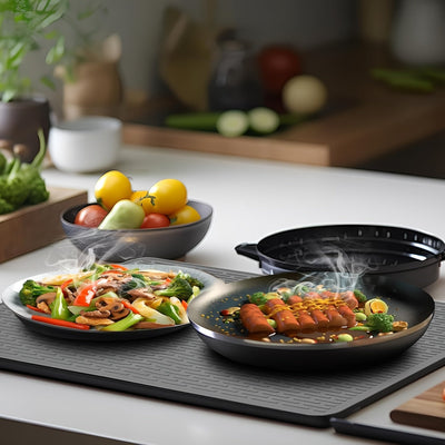 Funda eléctrica reforzada - Alfombrilla de cocina de silicona para vitrocerámica, protector de vitrocerámica, alfombrilla para secar platos de cocina, funda eléctrica, color gris.