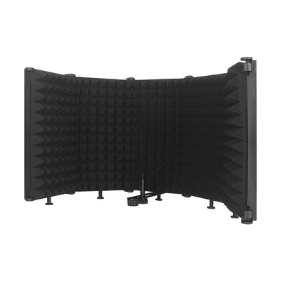 1 pantalla aislante de micrófono de espuma de alta densidad, material PP, color negro, para estudio de grabación, podcasts, canto y transmisiones - Filtro vocal