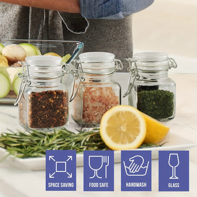 MAHSHIB Juego de 12 Tarros Mini para Especias con Tapa Hermética - Recipientes Reutilizables Antiderrames, Ideales para Organización y Regalos de Graduación/Inauguración