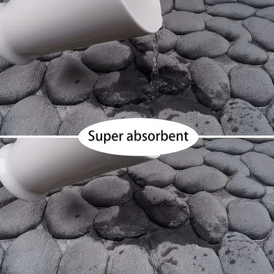 Juego de 3 alfombras de baño de lujo, absorbentes, antideslizantes, lavables a máquina, de spandex, con diseño de rayas en relieve, suaves y cómodas, ideales para bañeras y áreas de ducha
