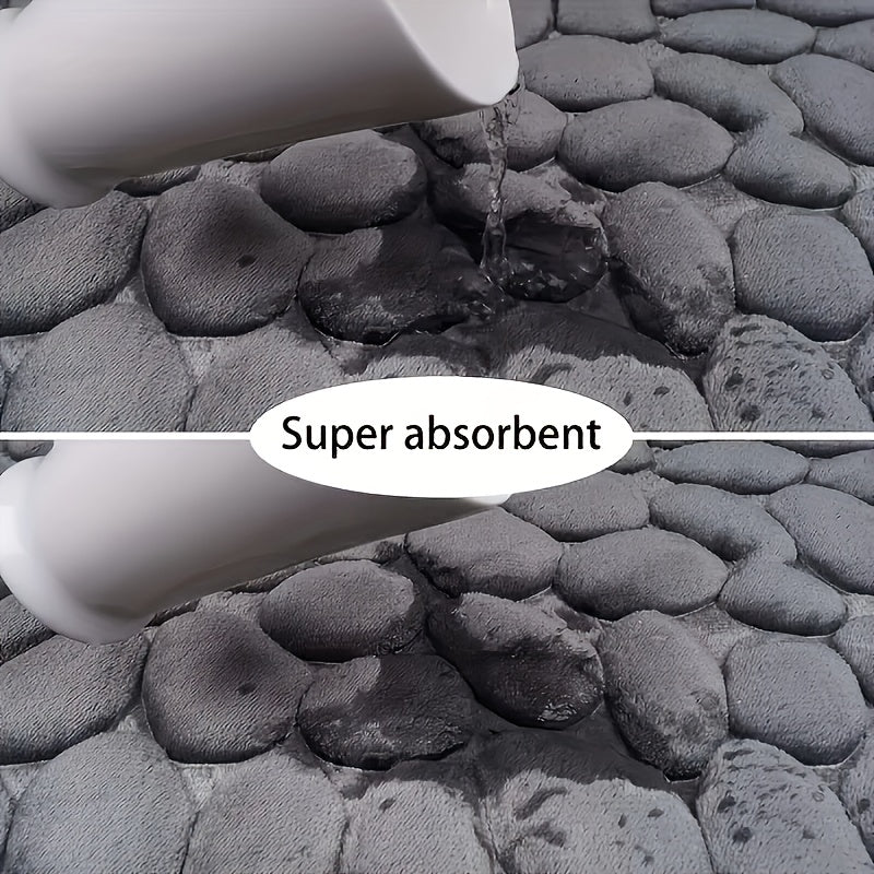 Juego de 3 alfombras de baño de lujo, absorbentes, antideslizantes, lavables a máquina, de spandex, con diseño de rayas en relieve, suaves y cómodas, ideales para bañeras y áreas de ducha