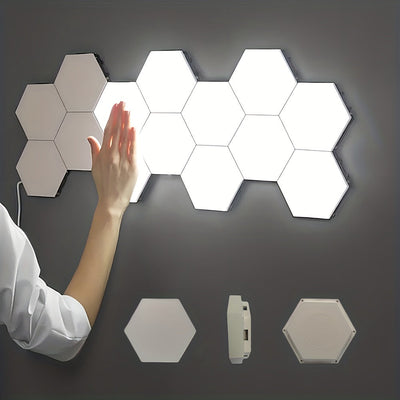 Juego de 6 luces nocturnas LED hexagonales controladas por tacto, iluminación decorativa blanca innovadora para uso interior y exterior