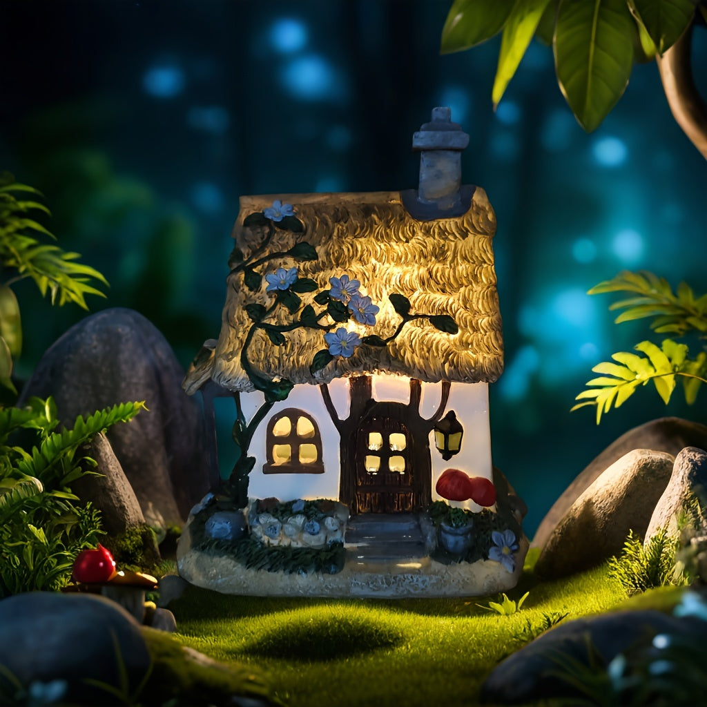 Lámpara solar de resina para jardín, encantadora decoración exterior con glicinas y farol, ideal para patios, balcones, escritorios y regalos, iluminación decorativa para jardín | Luz decorativa exterior | Lámpara solar, decoración para jardín