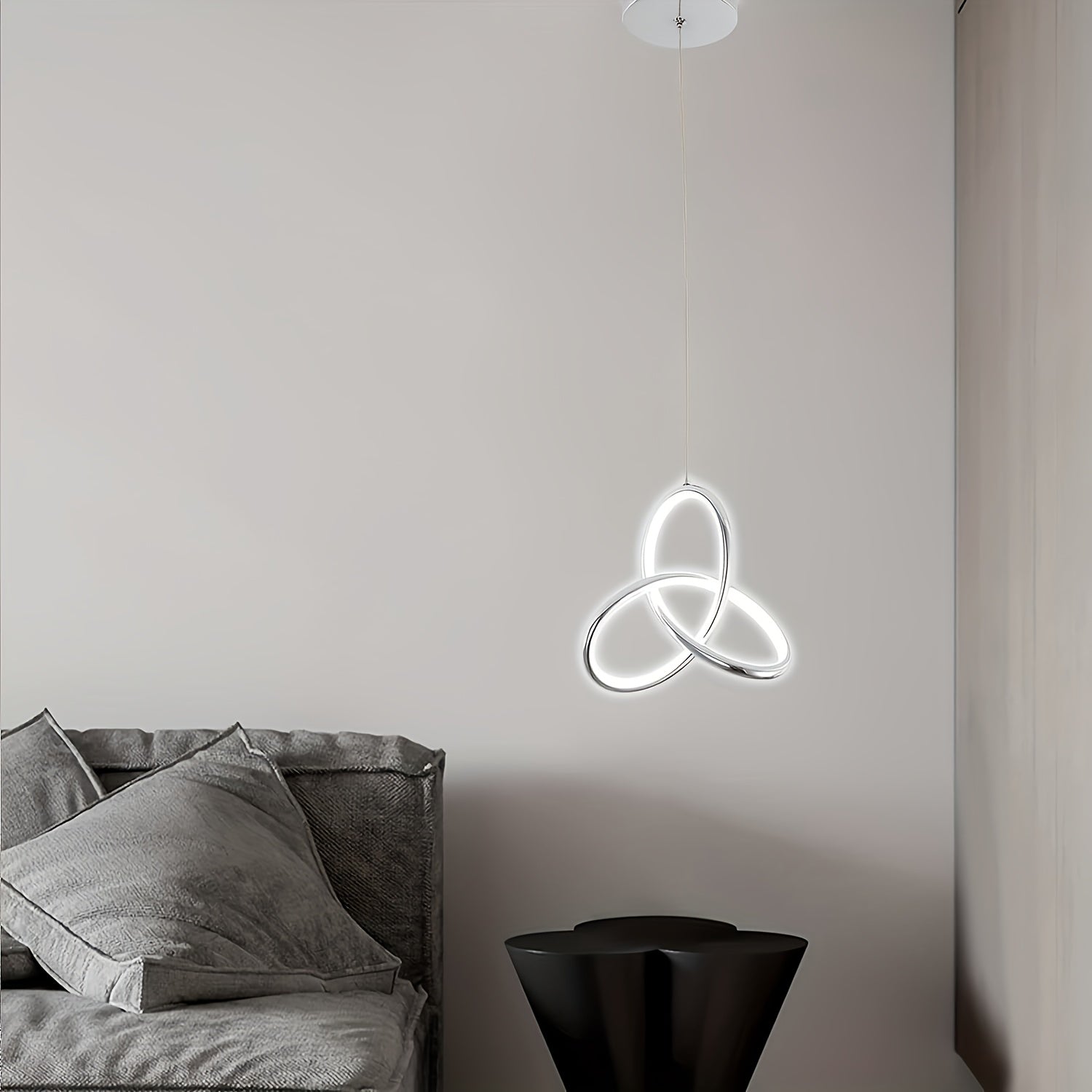 Luz de techo LED mini moderna de plata - Diseño con símbolo de infinito, montaje semienterrado para dormitorio, baño, cocina, balcón y pasillo - Acabado metálico pulido, instalación fácil, compatible con Alexa, iluminación de cocina | Luz de techo elegan