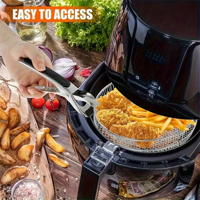 Juego de 8 Piezas de Rejillas para Freidora de Aire con Pies Elevadores, Rejilla Deshidratadora de Acero Inoxidable y Clip, Rejilla Redonda Apilable