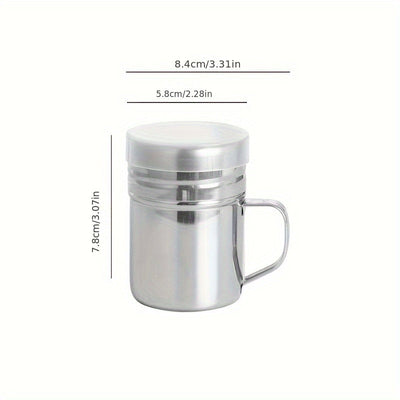 Tarro de Condimentos de Acero Inoxidable con Asa - Contenedor Duradero para Especias de BBQ, Recipiente para Polvo de Pimienta y Sésamo con Tapa, Ideal para Uso en Casa, Restaurante, Café, Contenedor de Especias para BBQ|Utensilios de Cocina Modernos|Dis