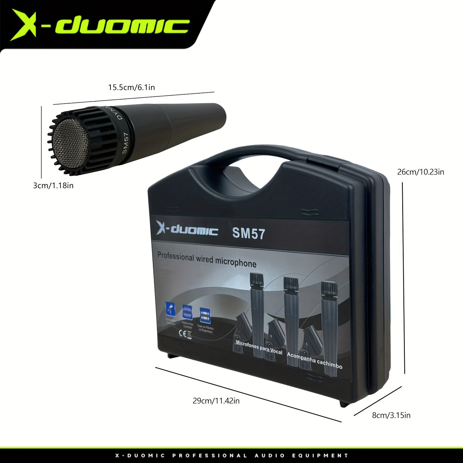 Set de 3 micrófonos dinámicos profesionales X-Duomic SM57