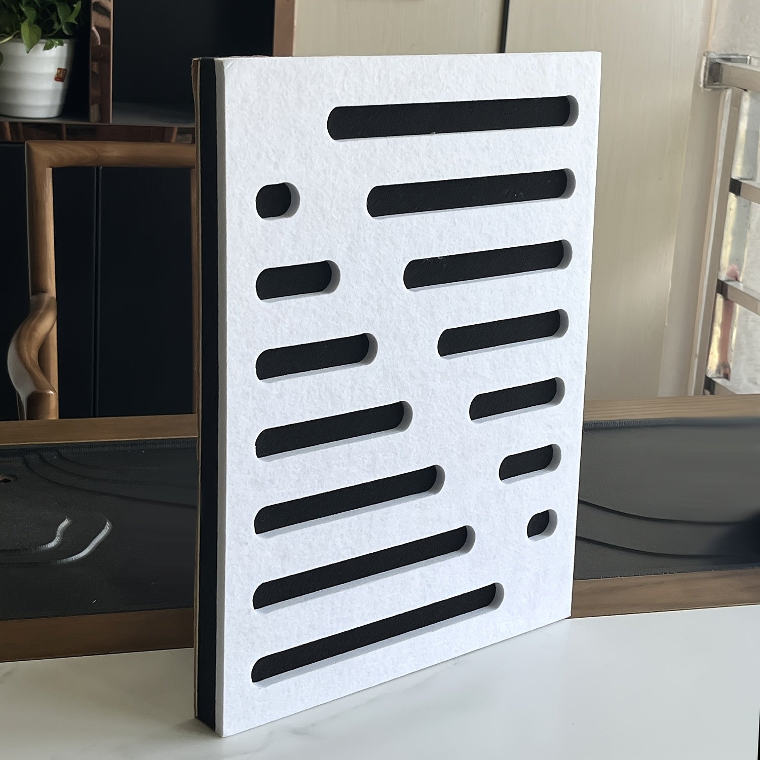 Conjunto de 4 piezas de tablero acústico estereoscópico decorativo autoadhesivo, fácil de instalar, alta densidad para absorción de sonido en estudio y hogar con diseño tridimensional de reducción de ruido