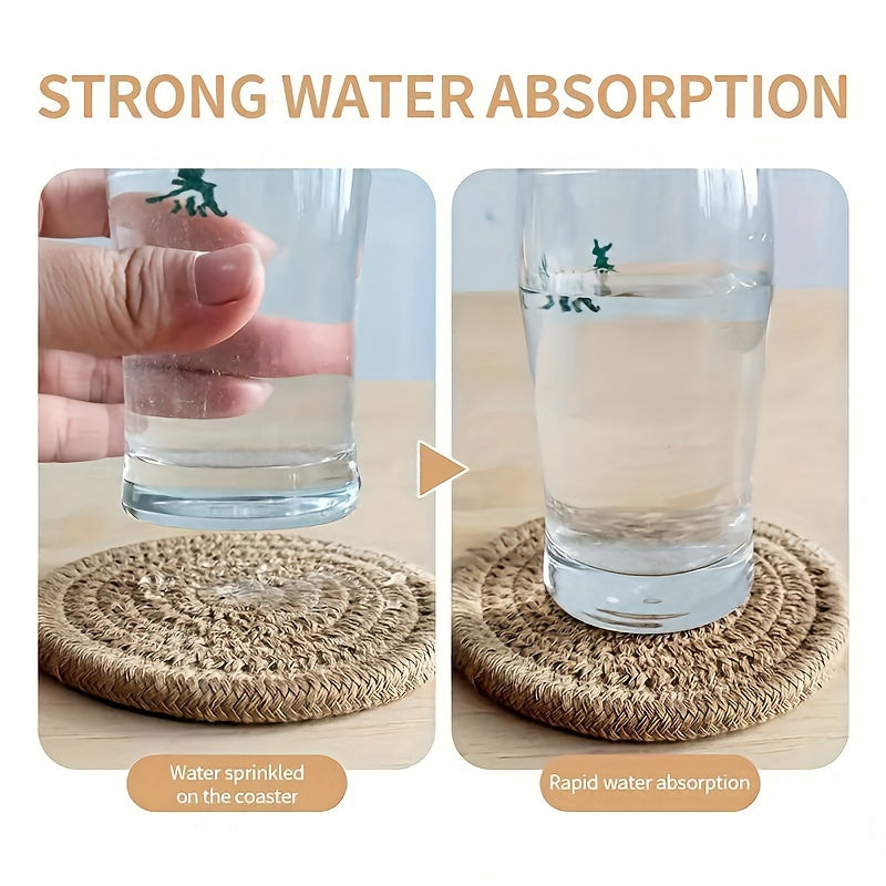 Juego de 8 posavasos pequeños absorbentes, manteles resistentes al calor para tazas de café y té, manteles decorativos estilo bohemio para el hogar, posavasos de tela minimalistas con soporte de almacenamiento, diámetro 11 cm