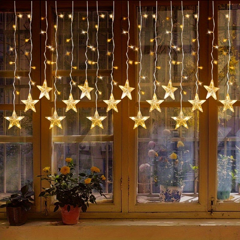 1 pieza de luces de hadas estrelladas - Luces LED cálidas con enchufe USB y control de botón, colores mixtos para interiores/exteriores de Navidad, bodas, fiestas y decoración de vacaciones - Batería no incluida, luces de hadas para exteriores, ambiente