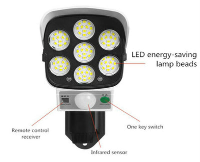 Lampara Luz Led Patio Jardin Control Remoto Reflector Solar Color Blanco