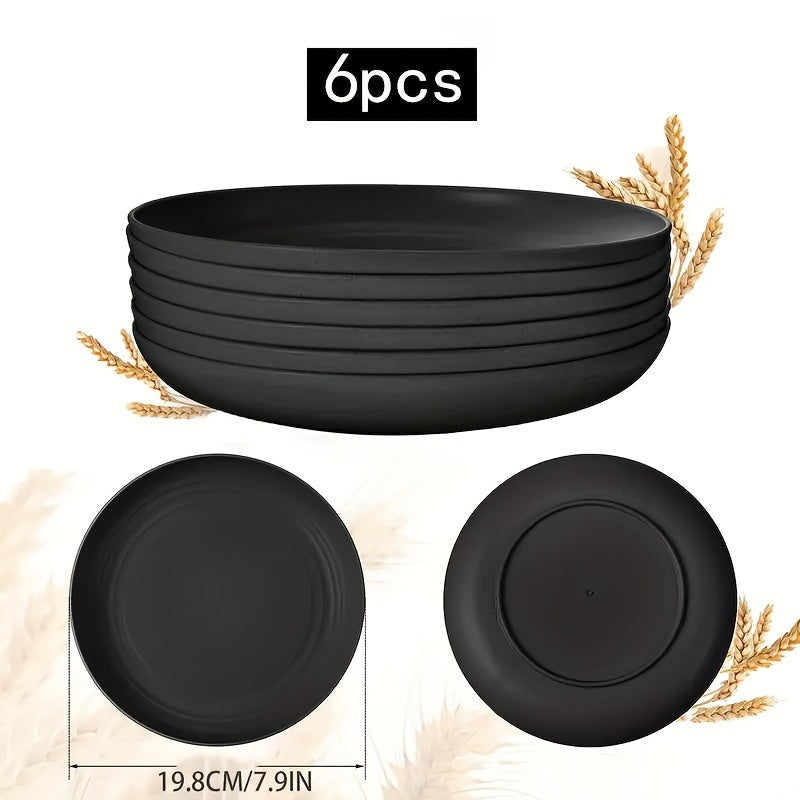 6 piezas de platos redondos de PP, patrón rayado, tema de vacaciones, seguro para lavavajillas, para hogar, picnic, camping, fiesta, RV, cocina y dormitorio