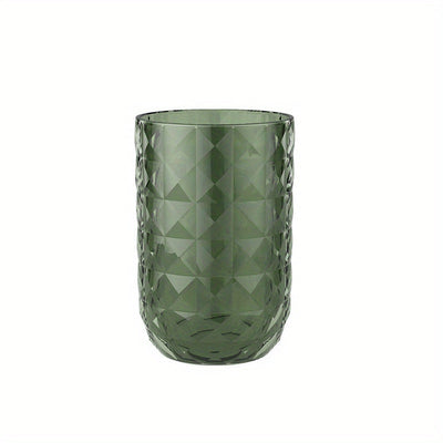 1pc Taza de enjuague bucal de color sólido, Taza de cepillo de dientes para parejas, Taza de gárgaras de plástico, Vaso de baño con textura geométrica, Accesorios de baño, Decoración del hogar, Muebles para el hogar