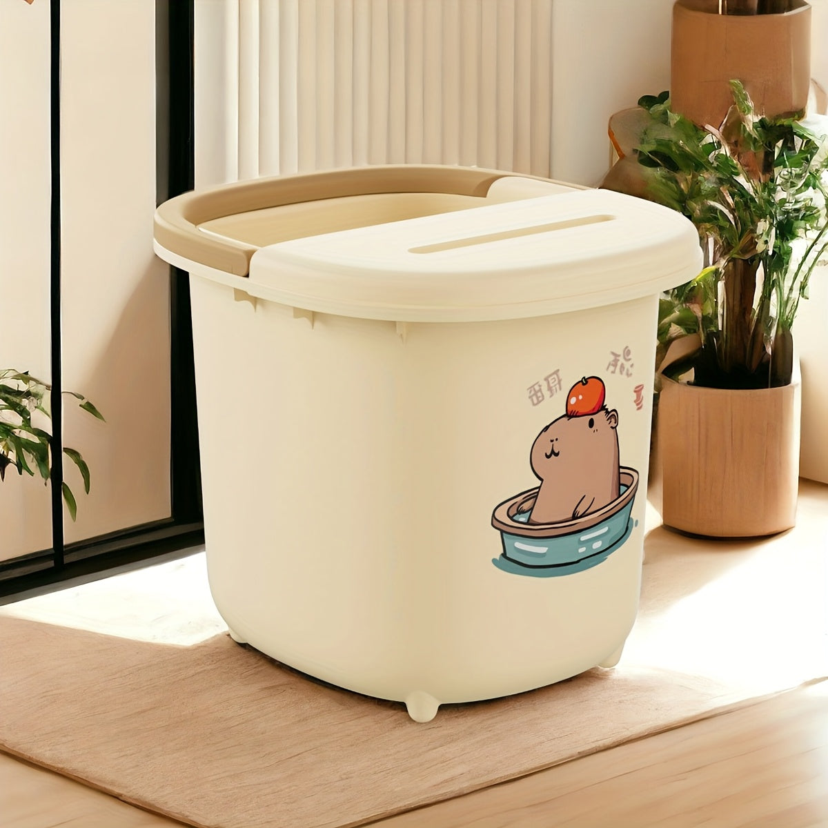 1 pieza, baño de pies con diseño de ardilla, sin olor, color amarillo de leche, funcionamiento manual, no requiere batería, adecuado para autocaravanas y accesorios, combinación perfecta con duchas de autocaravanas, artefactos para ver dramas