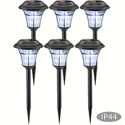 6 luces solares para caminos, faroles solares brillantes, luces decorativas solares para jardín, ideales para senderos, entradas, césped, patios y patios interiores