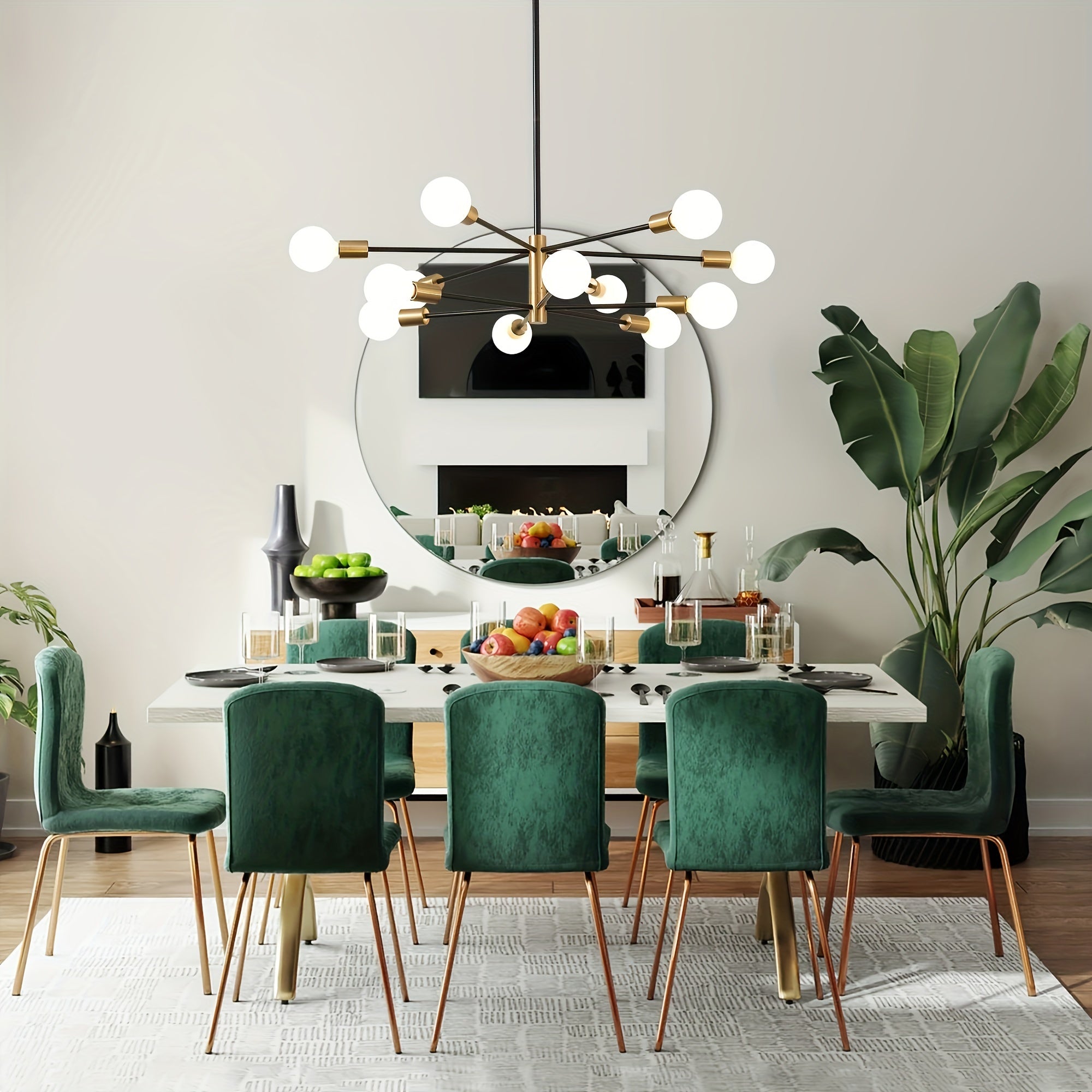 1pc Lámpara Colgante de Estilo Antiguo con Iluminación Incorporada, Lujo Sencillo en Hierro y Arte, Luz para Área, 12 Bombillas E26/E27, Sin Bombilla, Apto para Salón, Comedor, Dormitorio o Balcón Rústico