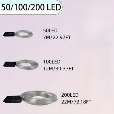 1 unidad de luces solares OKAL RED EAST para exteriores, 6.71/11.89/21.95 metros, 50/100/200 LED, control por botón con 8 modos, decoración para Navidad, Halloween, bodas y fiestas, luces para patio, porche, piscina y árboles, luces colgantes solares par