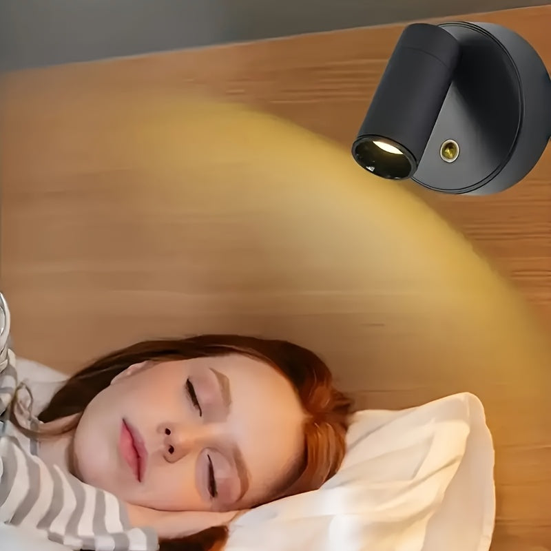 2 luces LED modernas para pared, alimentadas por USB, control táctil giratorio 360°, 3 colores ajustables, con batería recargable, montaje semiempotrado, para interior/exterior/sala/comedor/dormitorio, instalación magnética o independiente, material plás