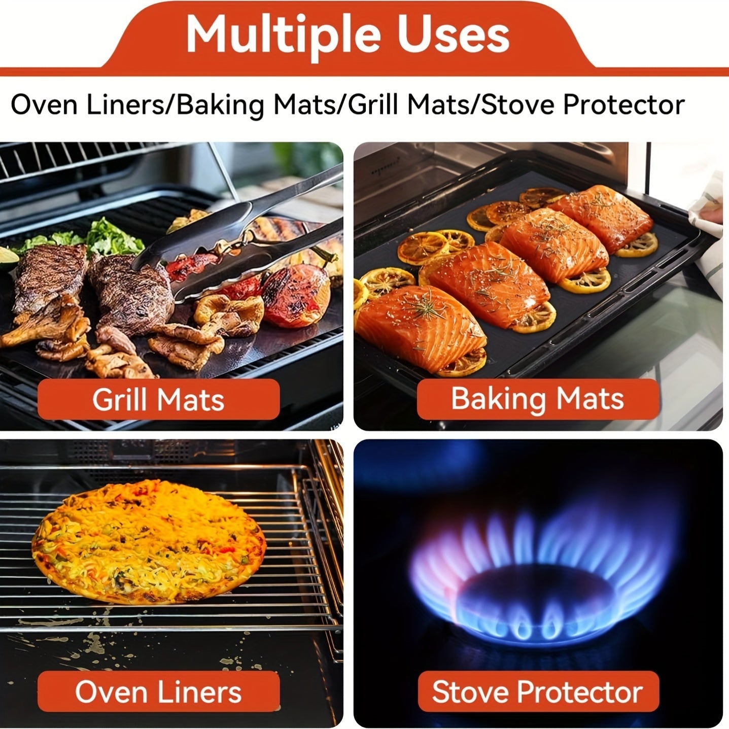 Liner de horno de alta resistencia extra grande, no adherente, reutilizable y apto para alimentos, hecho de Teflón, ideal para Halloween, Día del Trabajo, Navidad, Pascua y Acción de Gracias. Material de PVC, no requiere batería, accesorio para horno.