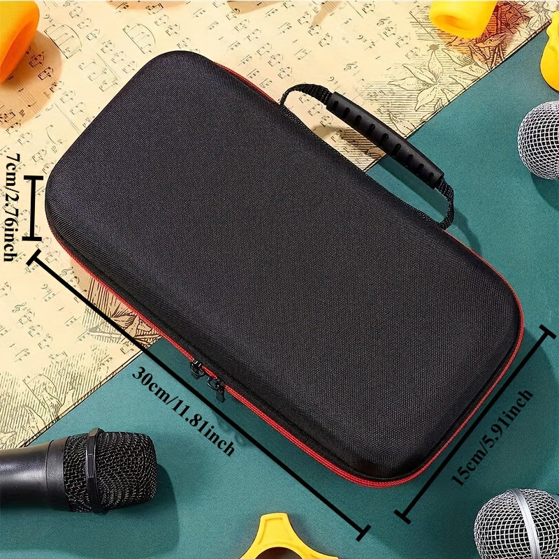 Estuche Doble para Micrófonos - Tela PU Duradera con Bolsillos de Malla y Asas Resistentes, Cierre Seguro con Cremallera para Organización de Accesorios de Podcasting, Estudio y Grabación en Campo - Organizador Elegante