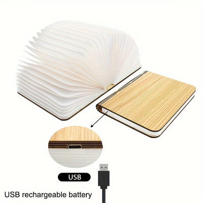 Lámpara de escritorio LED plegable de madera, recargable por USB con batería de níquel, acabado de metal pulido, control de interruptor, compatible con el Asistente de Google para dormitorio, oficina, decoración de estantería Regalo