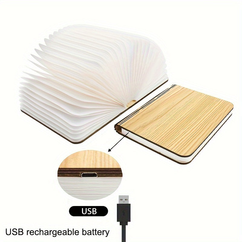 Lámpara de escritorio LED plegable de madera, recargable por USB con batería de níquel, acabado de metal pulido, control de interruptor, compatible con el Asistente de Google para dormitorio, oficina, decoración de estantería Regalo