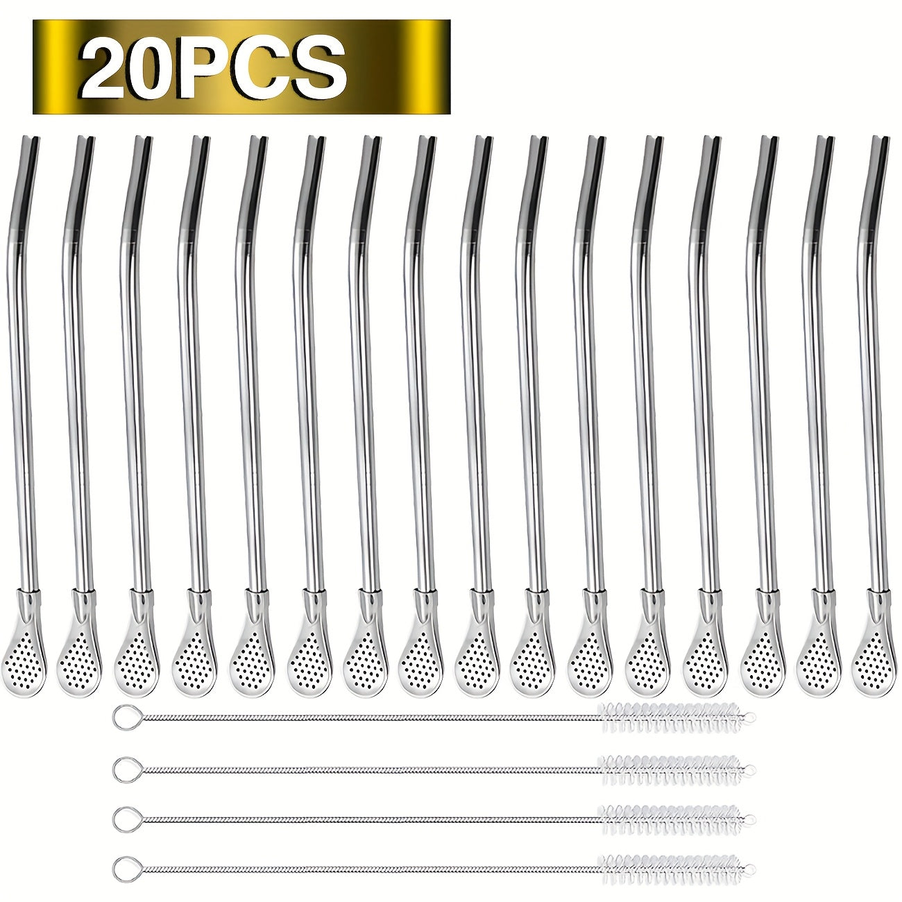 10/20 piezas, juego de cucharas de paja de acero inoxidable - Filtro desmontable para té de frutas y bebidas mezcladas, acabado pulido, ideal para uso en casa y hoteles, elección perfecta para Navidad, regalo de Acción de Gracias