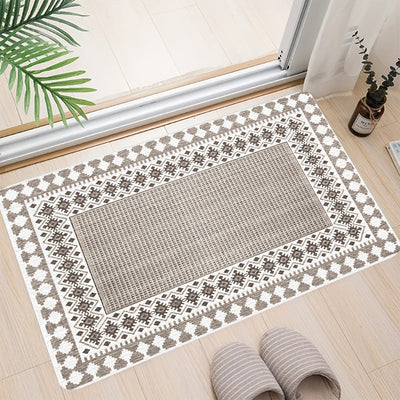 Tapete de bienvenida con diseño gris simple, resistente y lavable a máquina, antideslizante, ideal para salas, dormitorios y áreas de lectura, tapete para sala
