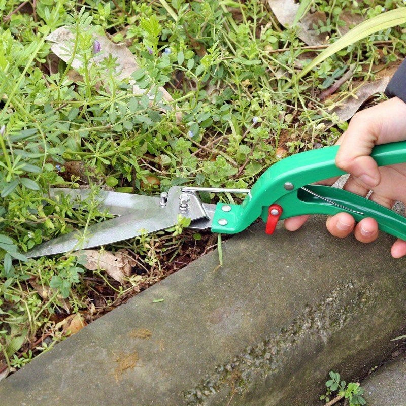 Tijeras de césped ergonómicas de acero al carbono - Tijeras de jardín de alta precisión con cuchillas dentadas, duraderas y fáciles de limpiar, no se necesitan energía eléctrica para el jardinería doméstico, cortar el césped, recortar flores, tijeras de