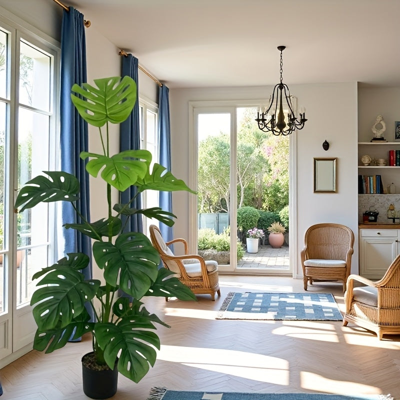 1 unidad de árbol de banyan artificial con hojas en forma de corazón de 110 cm, planta de plástico realista para decoración de hogar, oficina, bodas, Día de la Madre y San Patricio, uso en interiores/exteriores sin contenedor, incluye panel y base, sin m